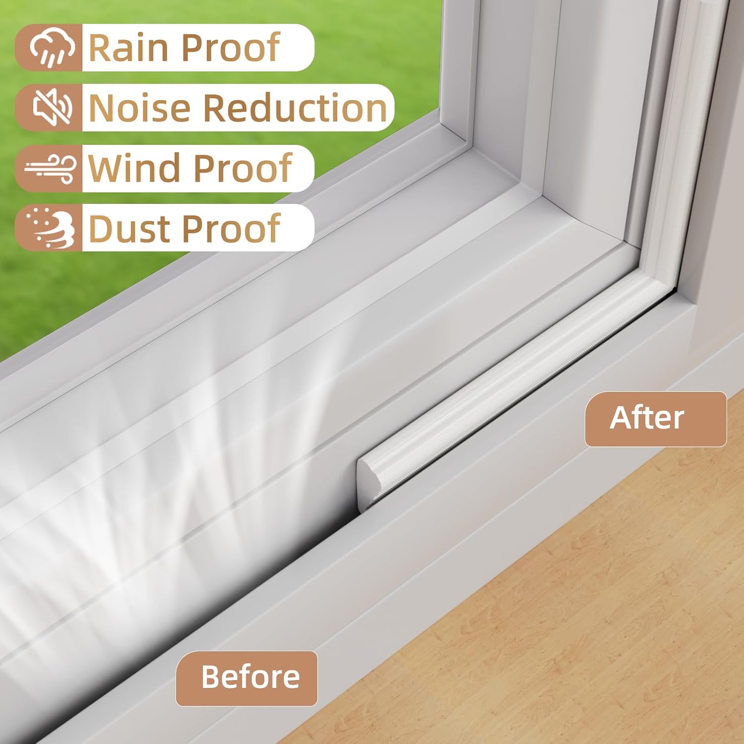 118” Wedge-Shape Foam Window Weather Stripping Door Seal Strip,Soundproofing Frame Winter Insulation Tape for Exterior Front Door,Noise Cancelling Window Inserts,Door Gap Filler Light Blocker,White