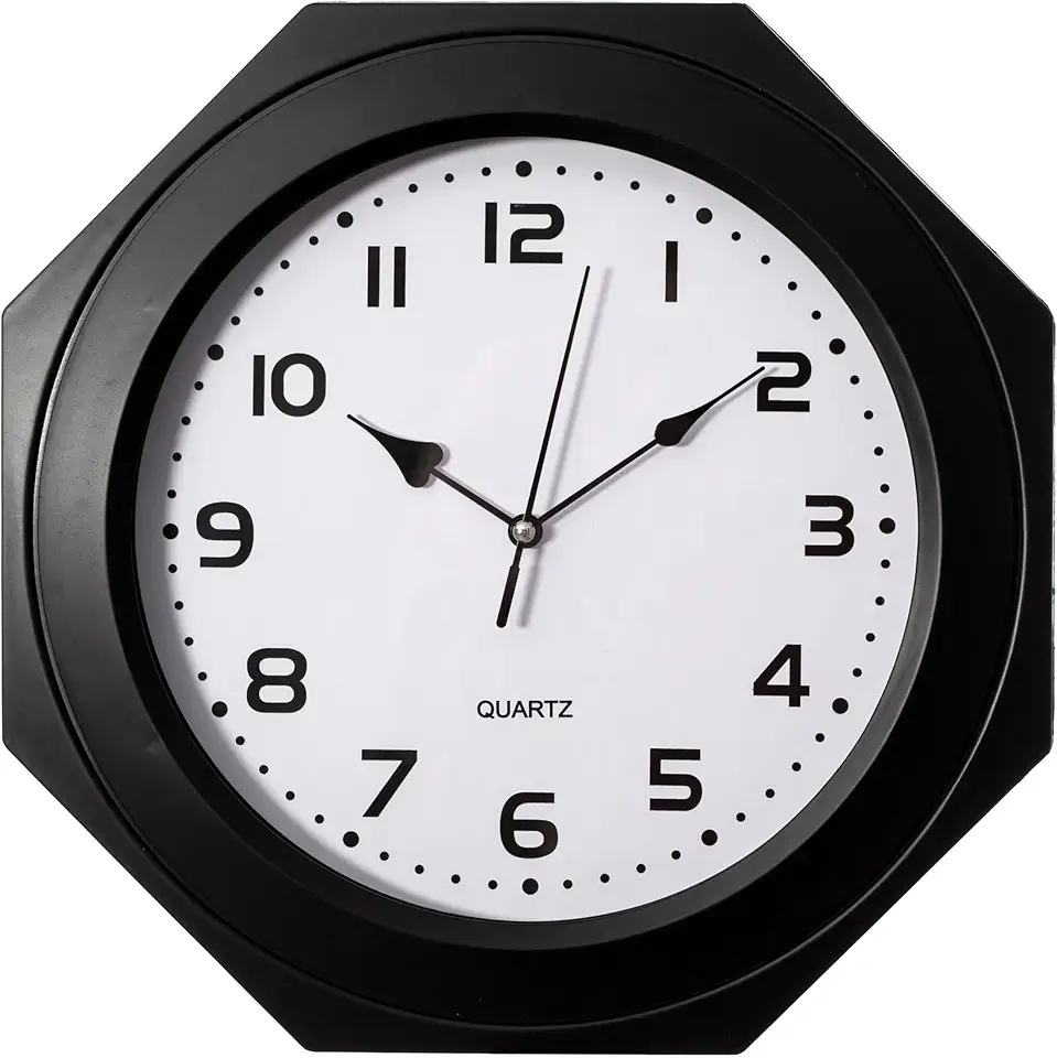 Clockswise 12-inch Non-Ticking Octagon Plastic Analog Wall...