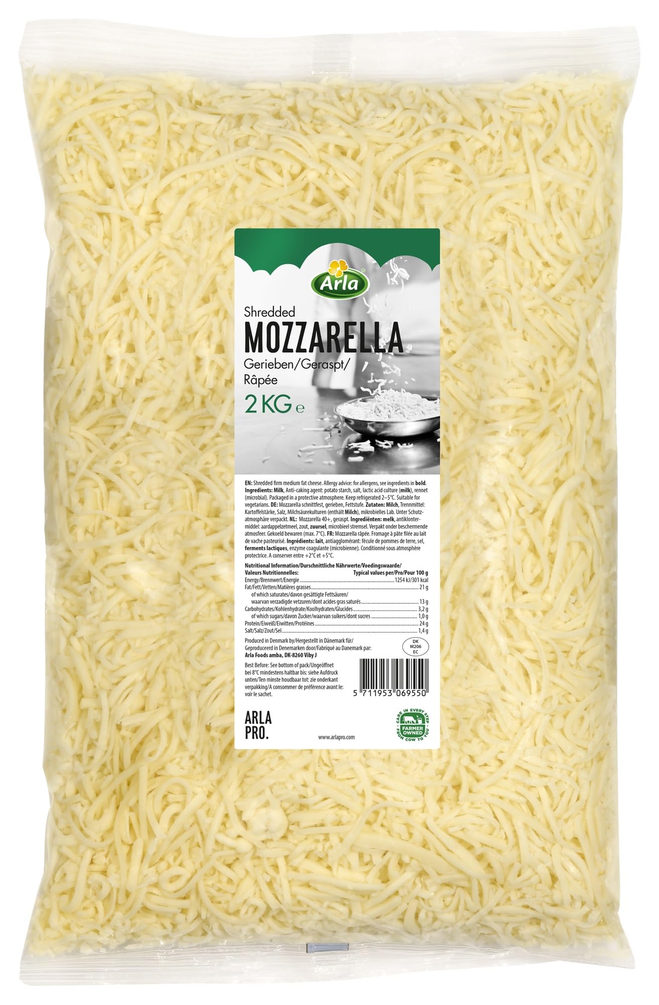 Mozzarella Grated 2kg Arla Pro - from GREAT BRITISH TRADING LIMITED