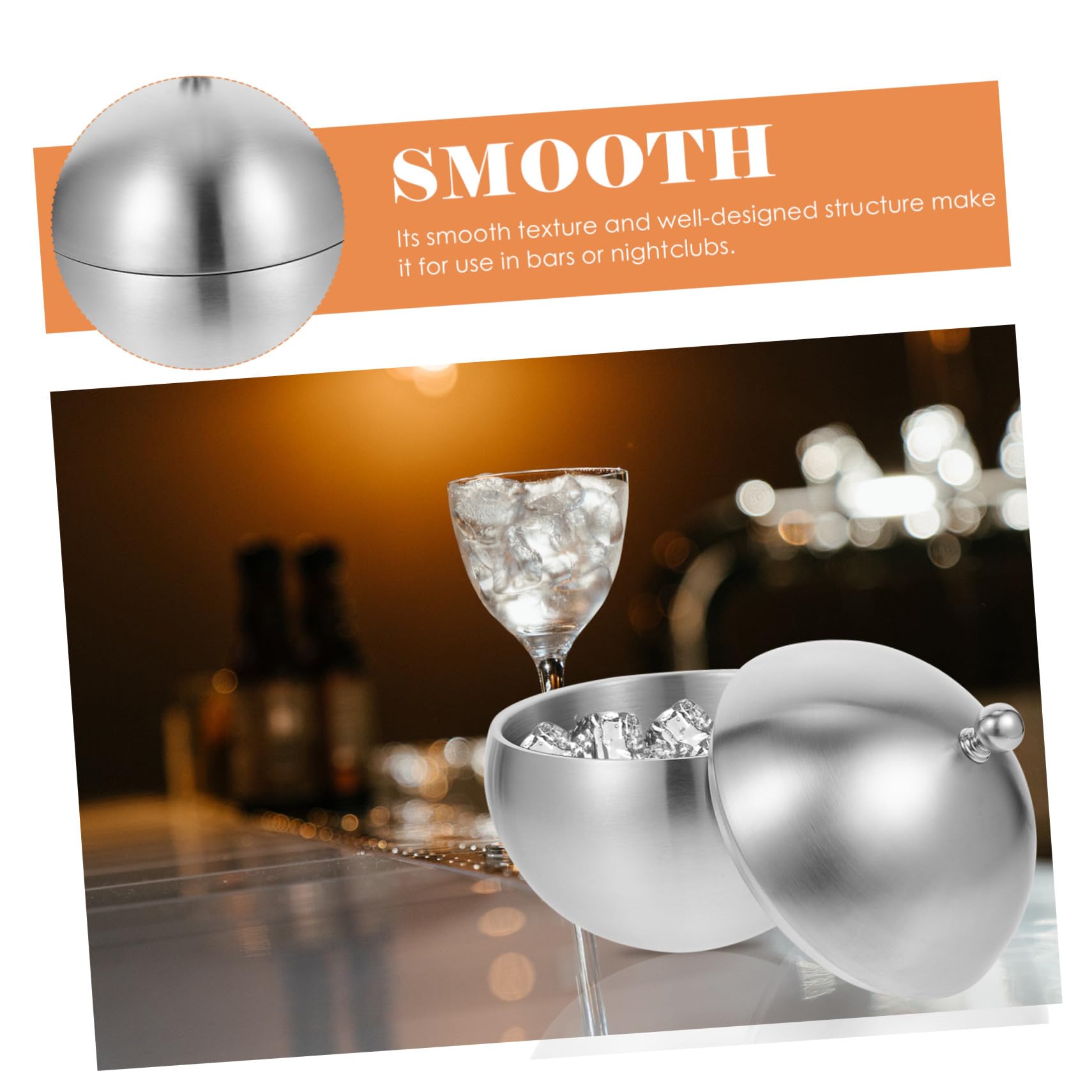 Eiswürfelbehälter aus Edelstahl mit Deckel für Bar, Silber