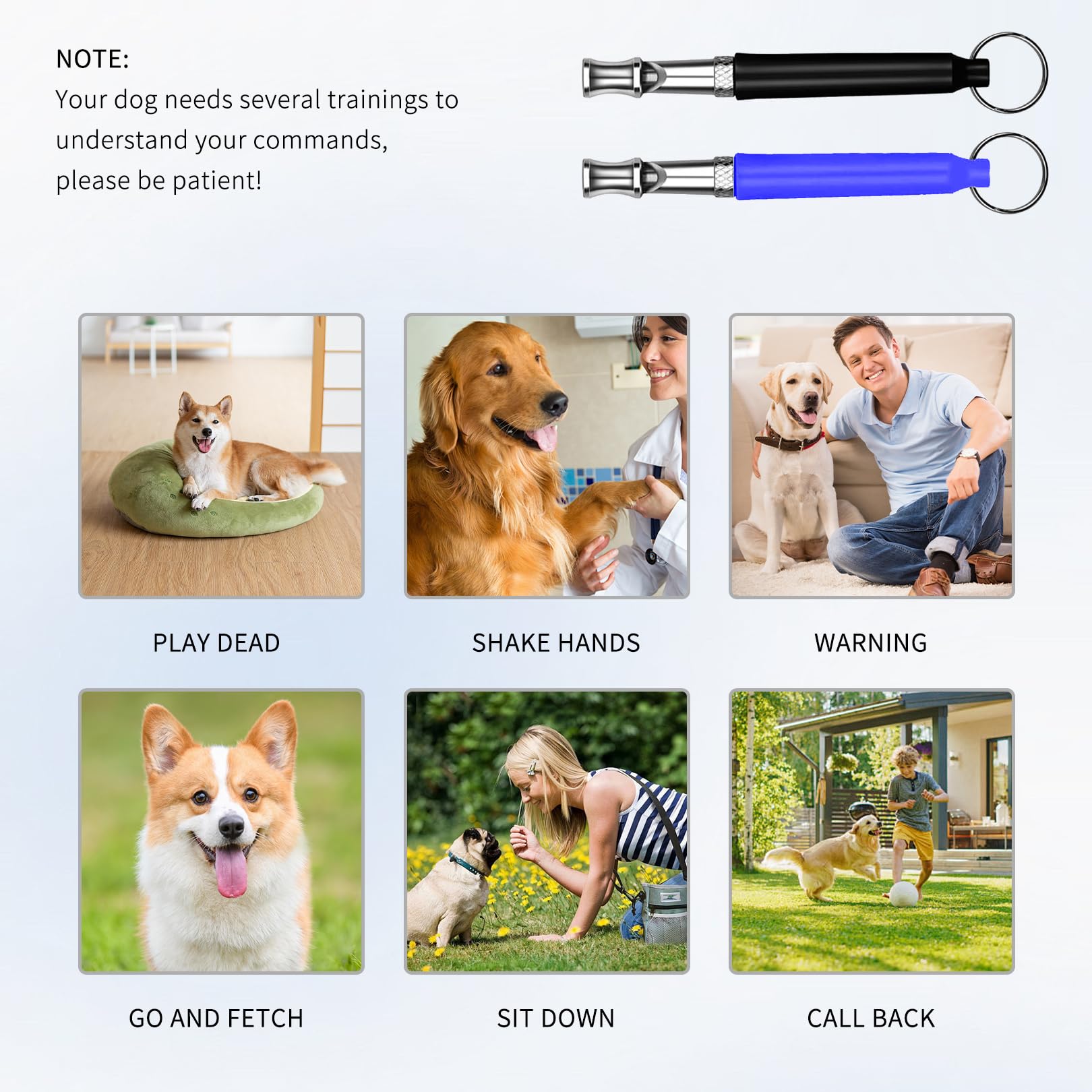 Lot de 2 Sifflets pour Chien Rütter Rückruf,Sifflet pour Chien Silencieux à Haute Fréquence,Sifflet Ultrason Chien Anti Aboiement,Aides à L'éducation pour Chiens,Sifflet D'aide au Rappel pour Chiens