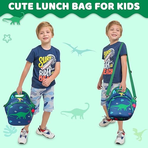 Miniatura 6 de RAVUO Bolsa de almuerzo para niños, lonchera ligera con aislamiento de neopreno para niños pequeños, kit de almuerzo con correa de hombro desmontable