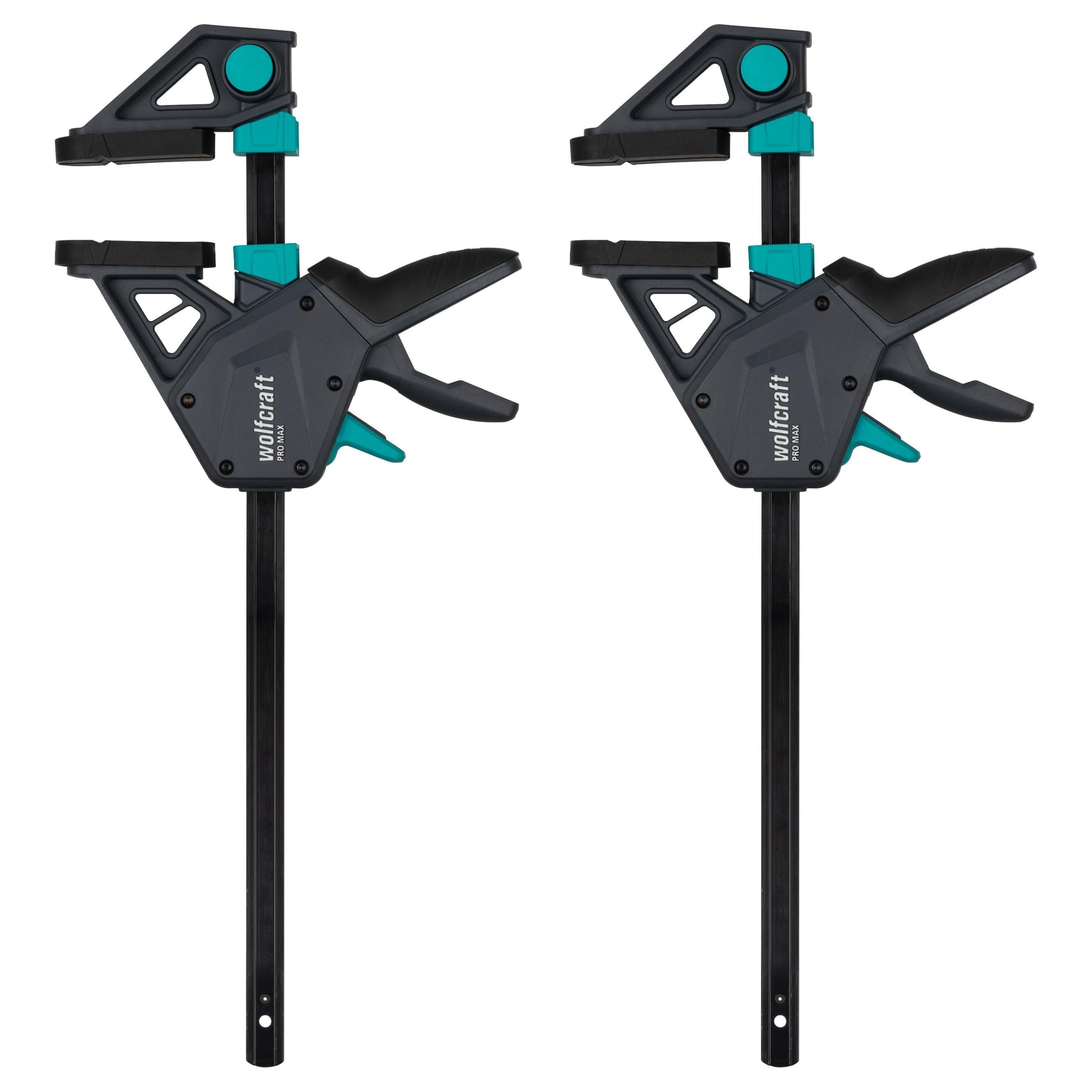 wolfcraft 2 one Hand Clamps PRO MAX I 8666060 I 250 kg Clamping Force for The Highest Professional Demands I high Holding Force I 300 mm Clamping Width I Made in Europe