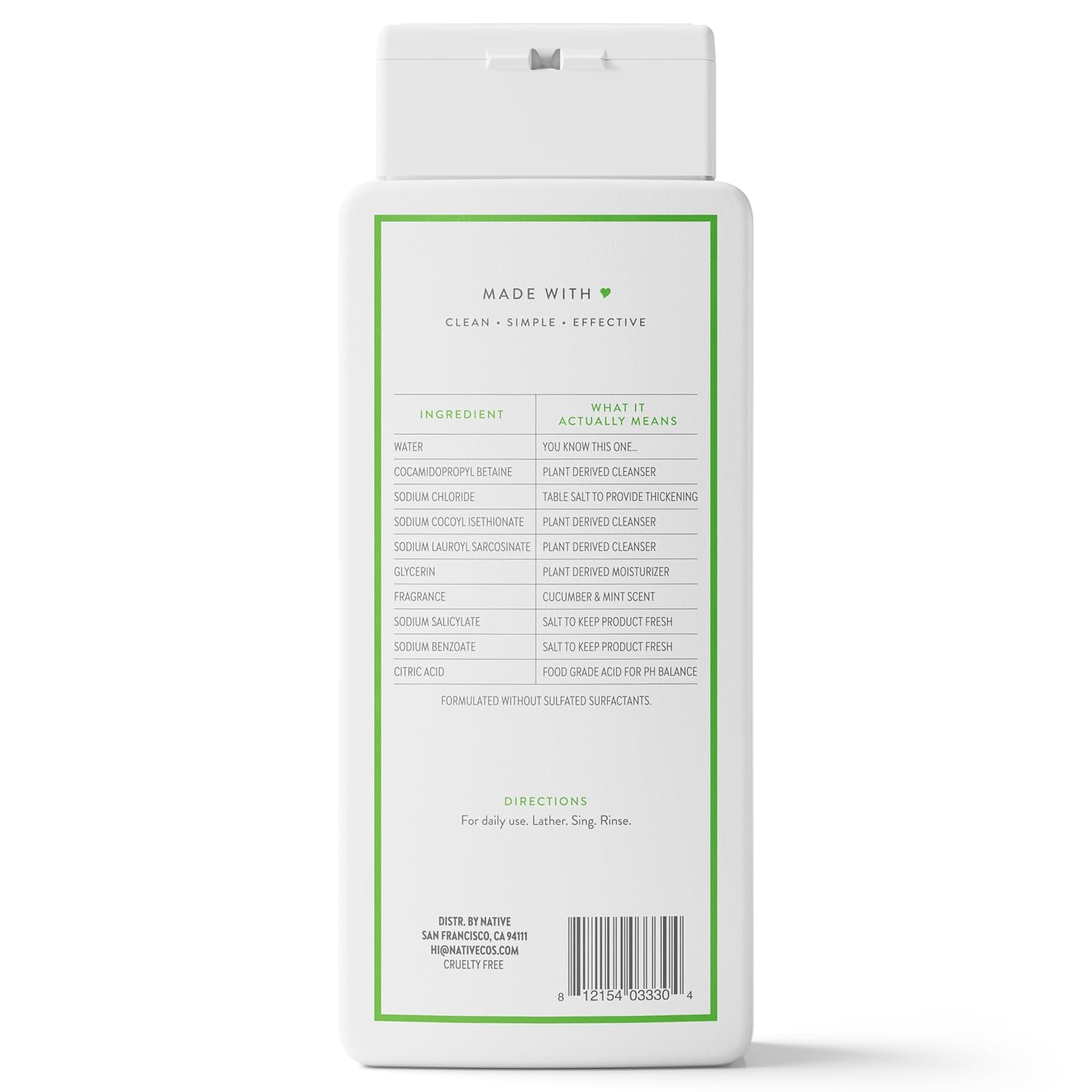 Native Body Wash Contains Naturally Derived Ingredients | For Women & Men, Sulfate, Paraben, & Dye Free Leaving Skin Soft and Hydrated | Cucumber & Mint 18 oz - Image 9