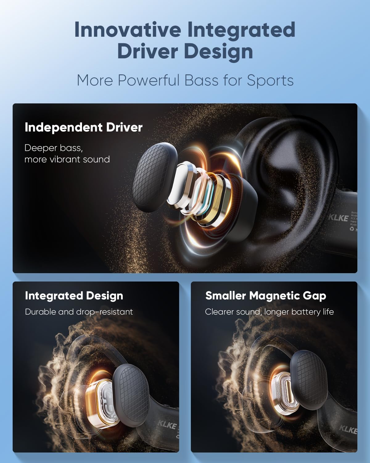 Open-Ear Bone Conduction Headphones, IP66 Waterproof, Integrated Transducer Running Headphones with Dual Mode, Rear Safety Light, 10H Battery,Advanced Mic for Cycling, Hiking & Outdoor Sports - Image 4