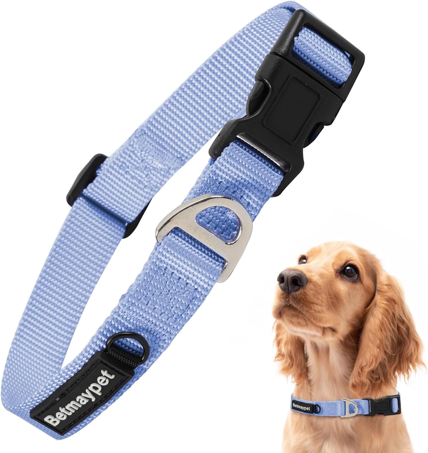 Dog Collar, Adjustable Nylon Puppy Collar with Quick-Release Buckle, Dog Collars for Small Medium, and Large Breed Size Dogs (Blue, S) Dog Collar, Adjustable Nylon Puppy Collar with Quick-Release Buckle, Dog Collars for Small Medium, and Large Breed Size Dogs (Blue, S)