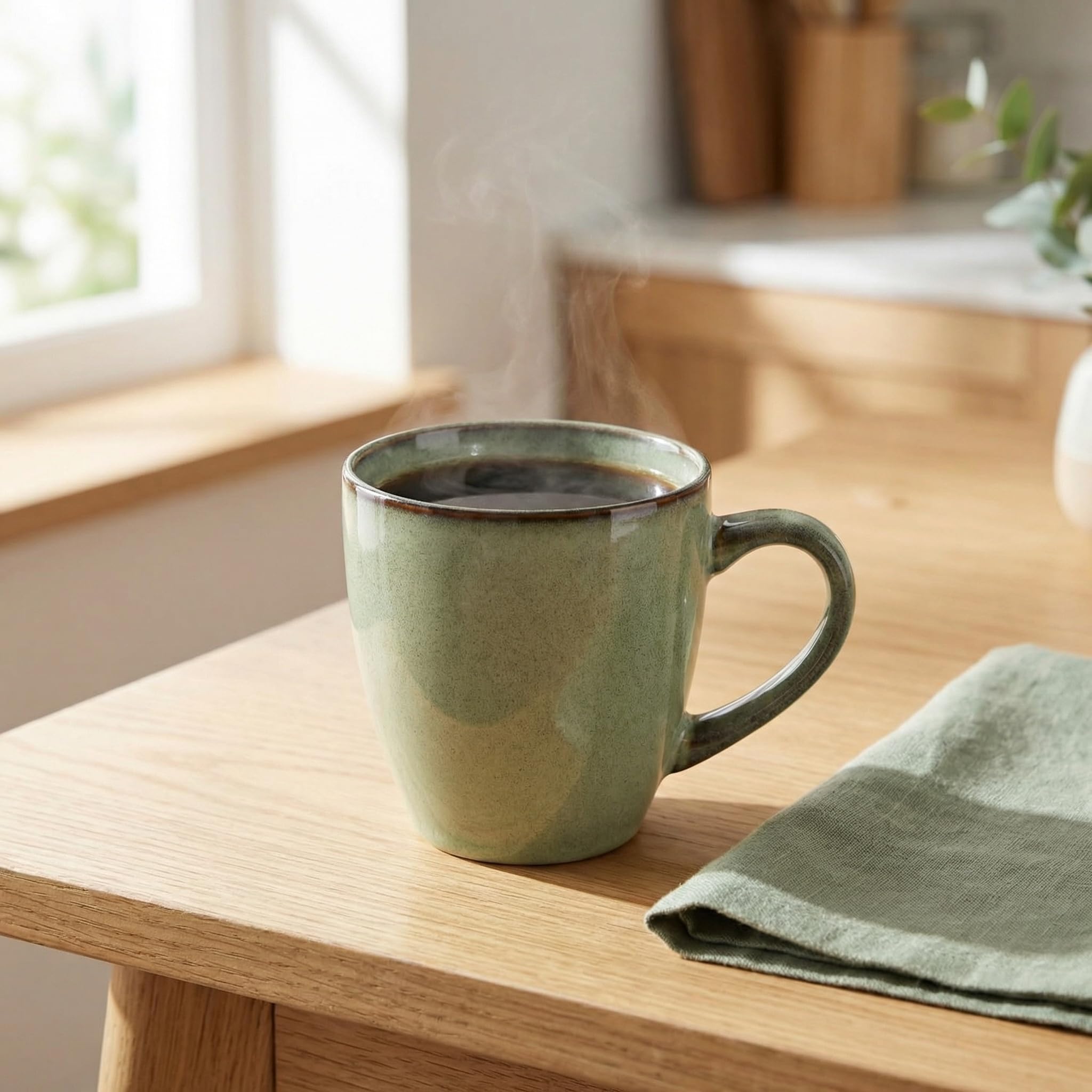 Juego de tazas de café de cerámica de 4, tazas de cerámica de 350 ml para café, té, cacao caliente - apto para lavavajillas y microondas, perfecto para el hogar o la oficina