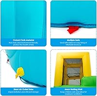 Vista 7 de Boundtech - Casa inflable para saltar, para usar en la alberca, con dos toboganes, pared de escalada, aro de baloncesto, alberca para sambullirse