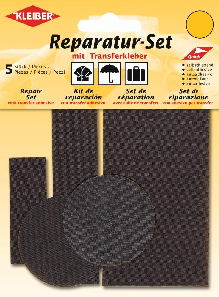 Kleiber 5-Piece Self-Adhesive Nylon Repair Patches, Brown – Instant No-Sew Mending Kit for Down Jackets, Tents, Raincoats, and Umbrellas