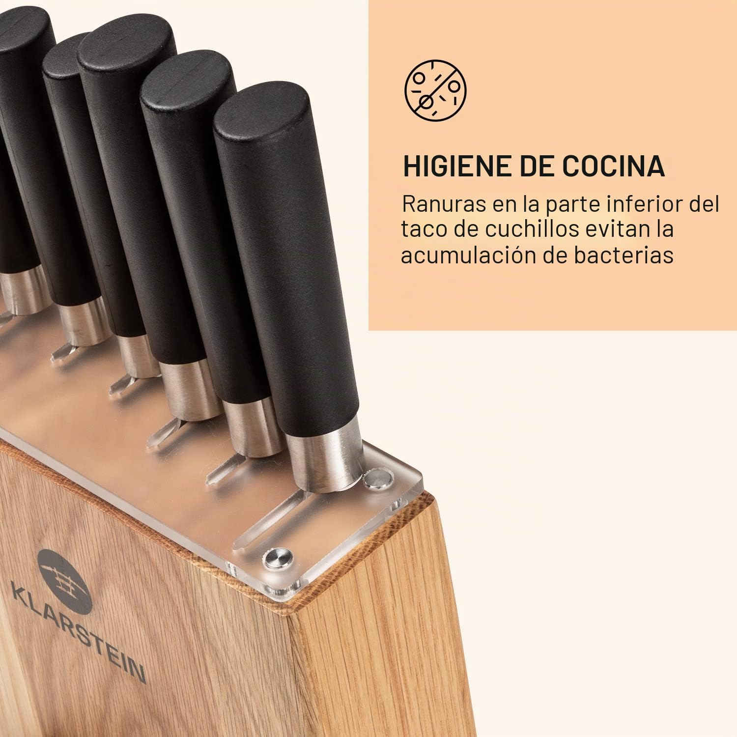 Klarstein Juego de Cuchillos Cocina y Bloque Cuchillo, 7 Set Cuchillos Cocina Profesional y Soporte de Madera, Juego de Cuchillos Chef Acero Inoxidable, Anti Arañazos y Afilados, Diseño Japonés