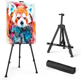 Portable Adjustable Aluminum Artist Easel Stand - 17-66" Tripod Display with Carry Bag for Canvas Painting, Tabletop or Floor, Black