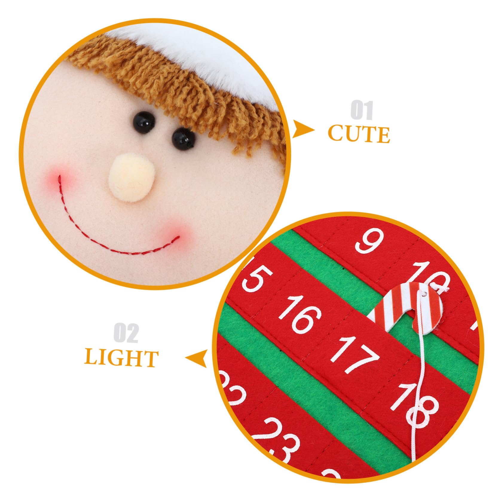 Tofficu Weihnachts-countdown-kalender zum Aufhängen Adventskalender mit Filzmaterial Weihnachtskalender-anhänger für Tür oder Wanddekoration Dekorativer Filz-adventskalender