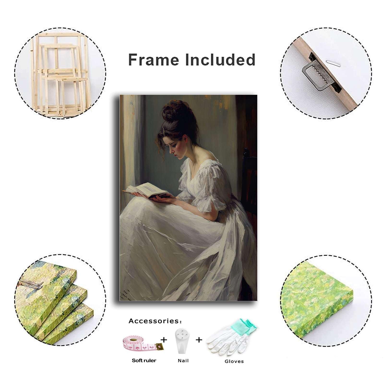 Amazon.com: SFXLUCART Poster Wall Art Print Woman Reading Vintage