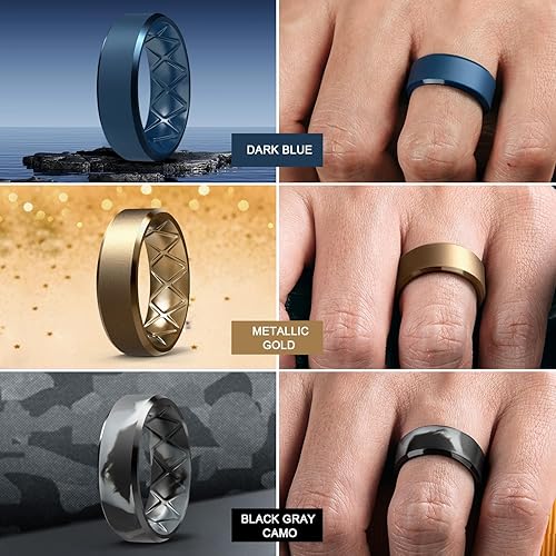 Qalo Metallic Silicone Wedding Rings Silicone Rings QALO- Mens