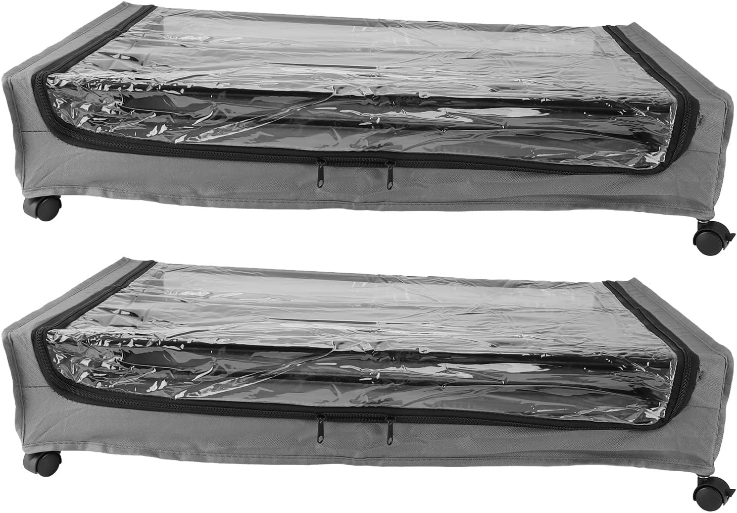 Pomya Under Bed Storage with Wheels, Under Bed Storage Containers with Clear Lids, Rolling Under Bed Drawer, Under Bed Shoe Storage Organizer for Clothes, Blankets, 80 X 43.5 X 16cm