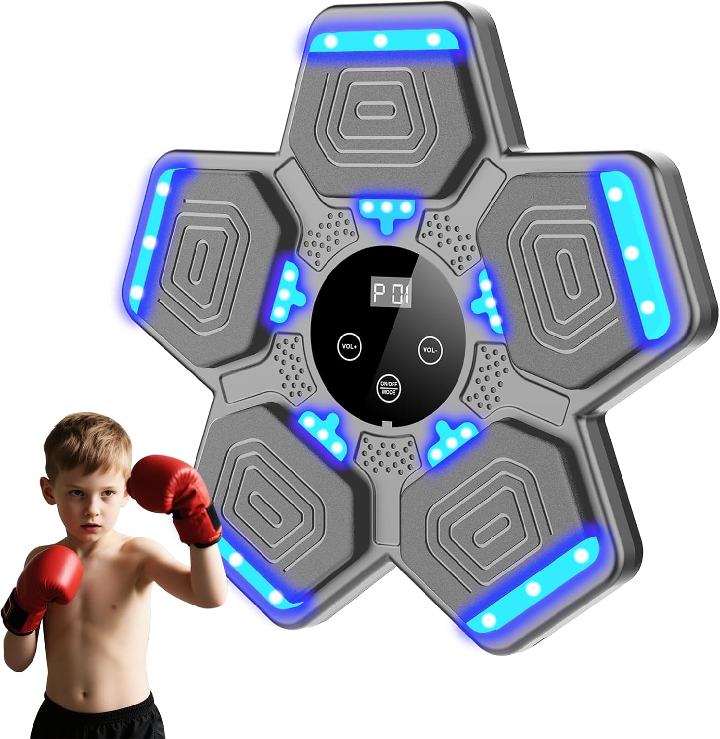 2025 Music Boxing Machine for Adults and Kids, Smart Bluetooth Boxing Training Equipment with Gloves Wall Mounted, Workout Punching Machine for Home,Office and Gym