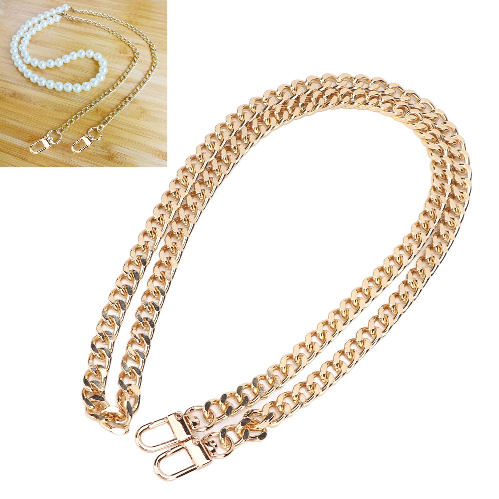 Paquete de 5 cadenas curvas de 1,2 m, suministros para fabricación de joyas, eslabones de metal trenzados a prueba de herrumbre, cadena artesanal para collar DIY, pulsera, j (Oro)