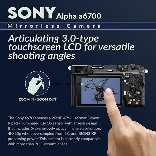 Miniatura 3 de Sony Alpha a6700 - Cuerpo de cámara sin espejo en paquete con bolsa para hombro, tarjeta SD de 128 GB, lector de tarjetas, batería extra, cargador