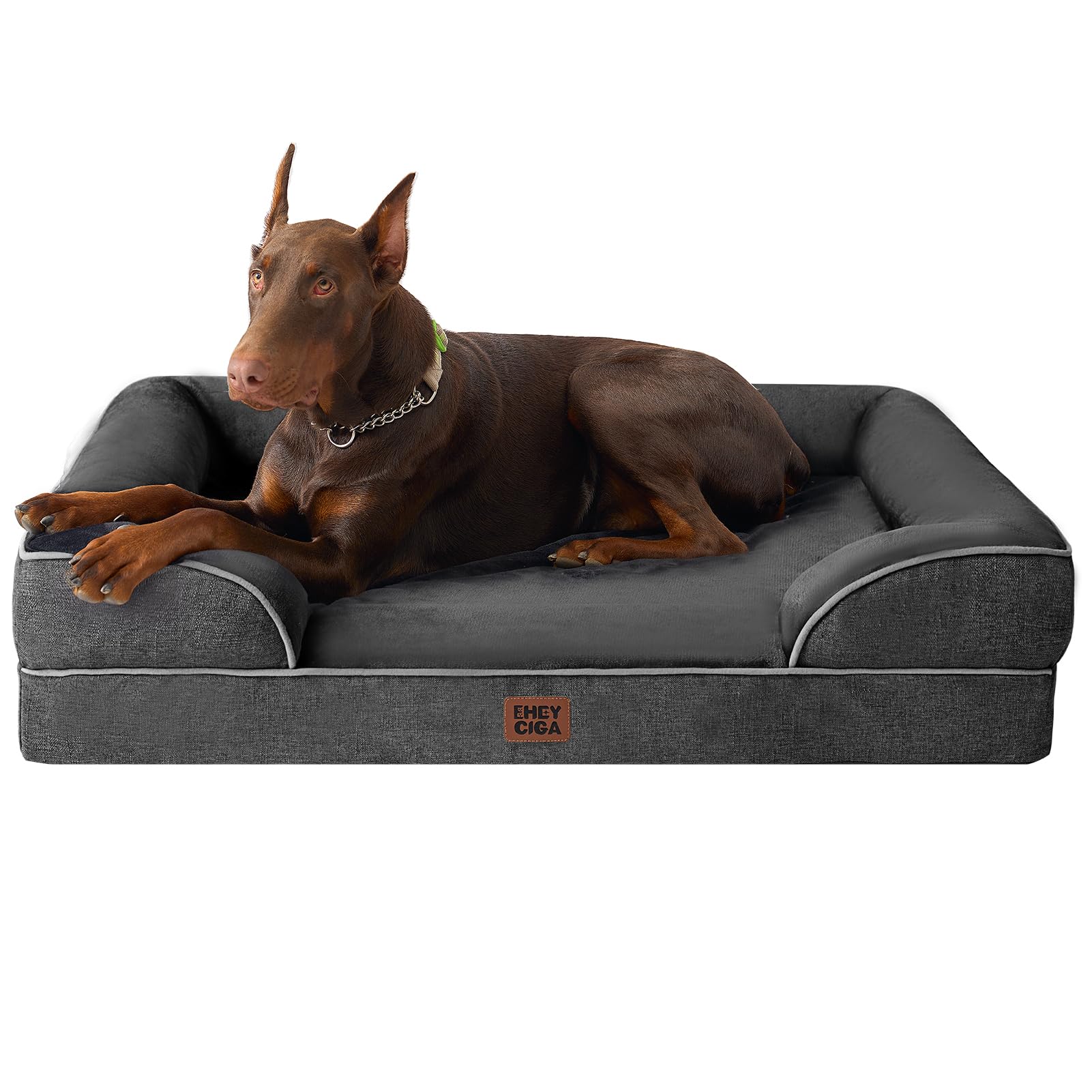 EHEYCIGA Orthopädisches Hundebett, Memory Foam Hundekorb, Waschbar Hundesofa Wasserdicht rutschfest, Hundecouch mit Hohem Rand