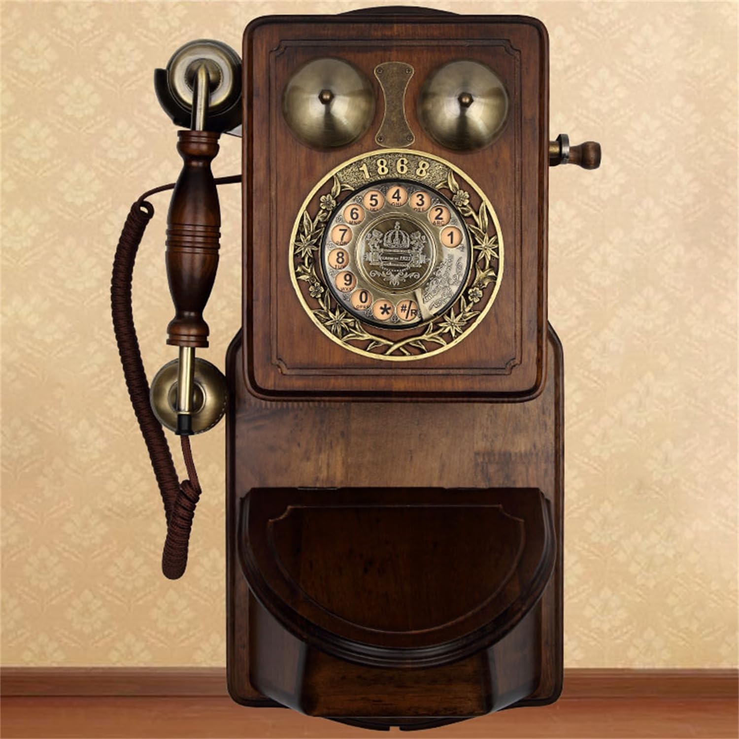 Amazon.com: Old Wall-Mounted Wooden Telephone Vintage Rotary Dial