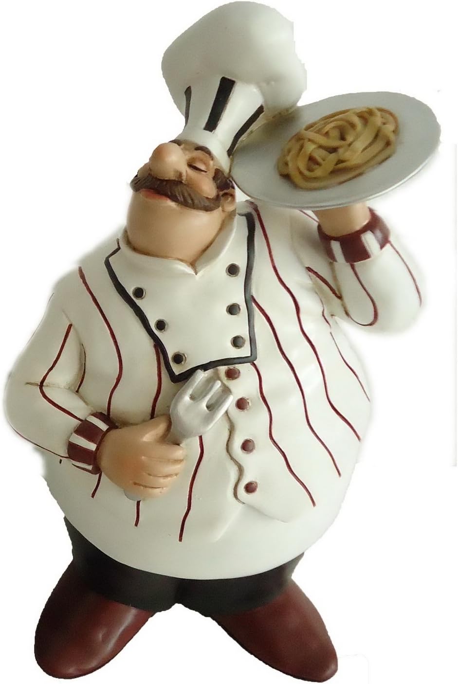 Fat Chef Kitchen Figure Statue Holding Spaghetti Bistro Cooking D64258