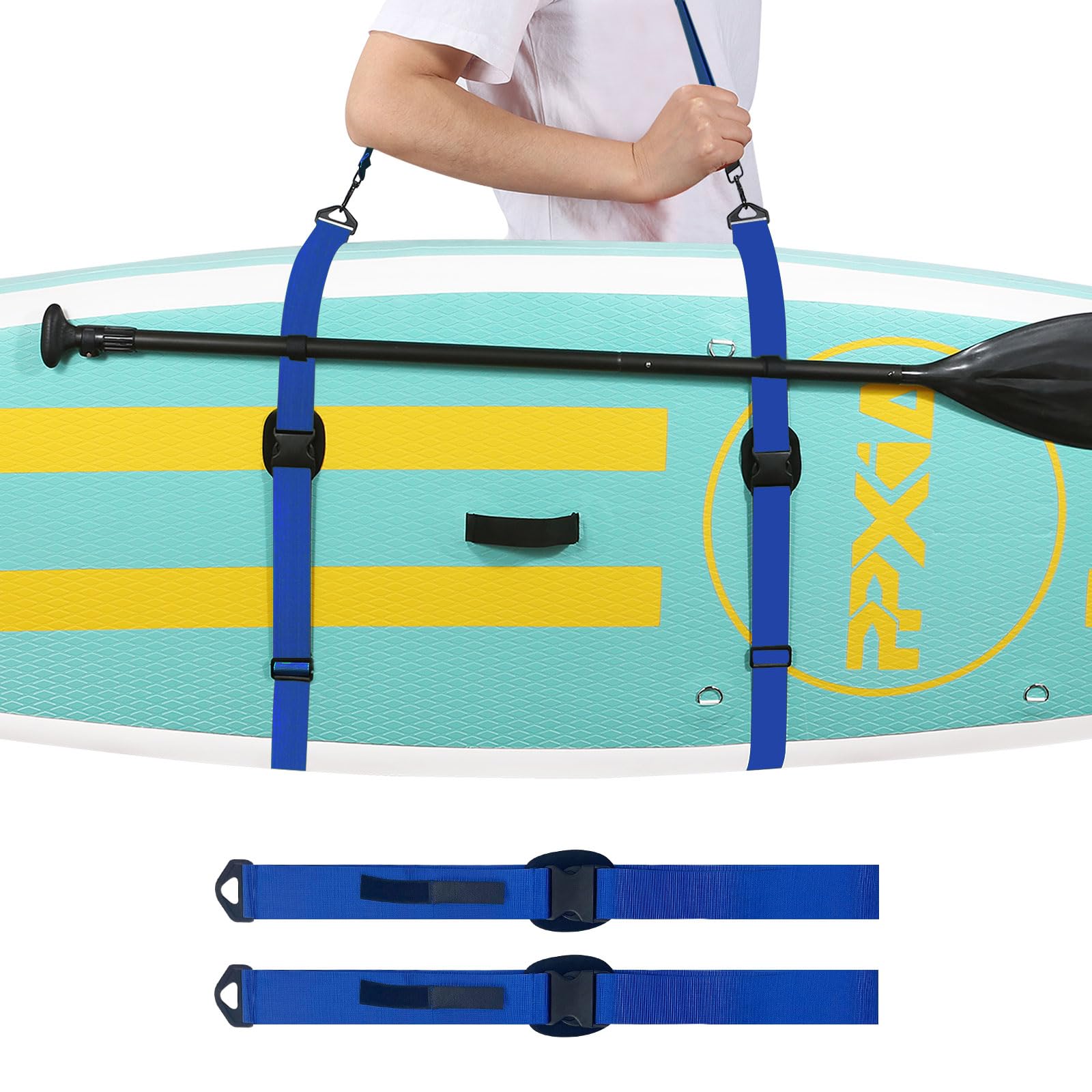 PPXIA Surfboard Tragegurt Paddelboard Carry Strap, Schultergurt für Surfbretter, Paddleboards, Longboards, Kajak, und Kanu, SUP Board Zubehör Tragegurt mit Paddelhalter