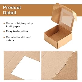 Zonon 30 Pcs Soap Boxes for Homemade Packaging, Mini Kraft Treat Boxes with Window for Bakery Candy Soap Making Gift Packaging(2.56 x 2.56 x 1.18 Inch,Brown)