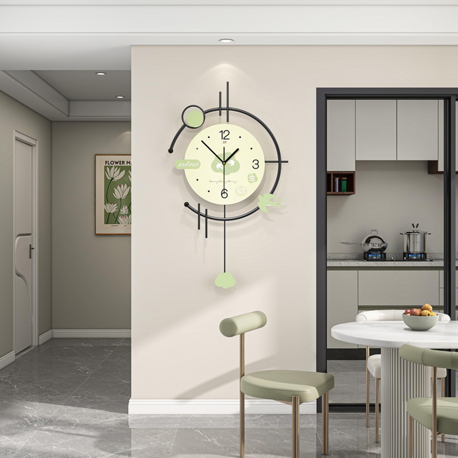 CRDWN Wall Clock Large Modern Decorative Wall Clocks Big Silent Quality Quartz Clock Battery Operated Art Clocks for Living Room Kitchen Bedroom