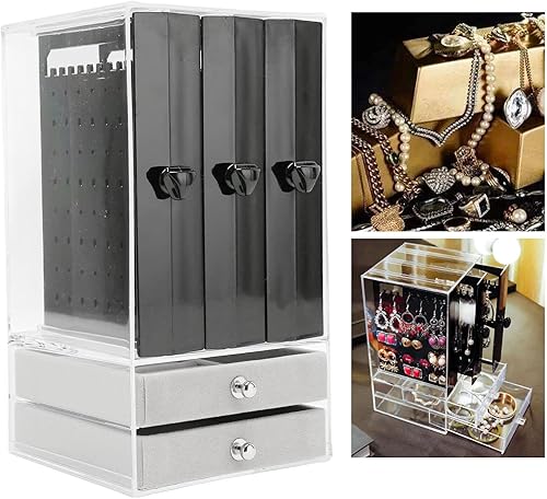 Betued Acrylic Earring Holder, Drawer Type Ear Studs Storage Box, Drawer is designed to keep away from dust and winding durable and easy to clean