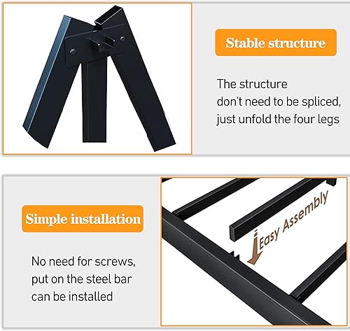 Miniatura 52 de COMASACH Marco de cama de tamaño matrimonial de 12 pulgadas, marco de cama de metal de alta resistencia, soporte de acero resistente, no necesita