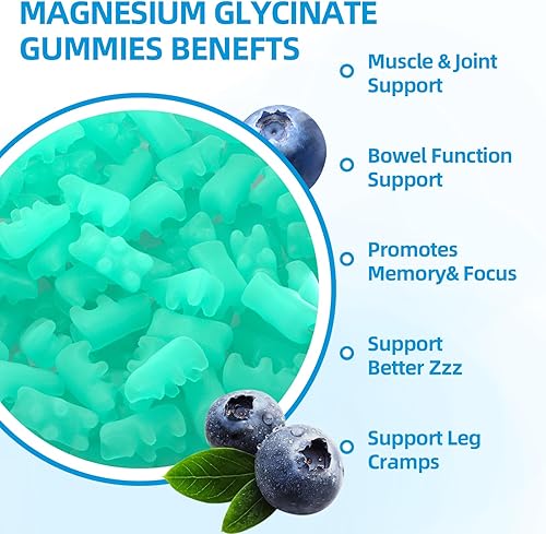 Miniatura 4 de GrnLife Gomitas de glicinato de magnesio de 600 mg, gomitas sin azúcar para adultos, suplemento de magnesio y potasio con vitamina D, B6, CoQ10 para