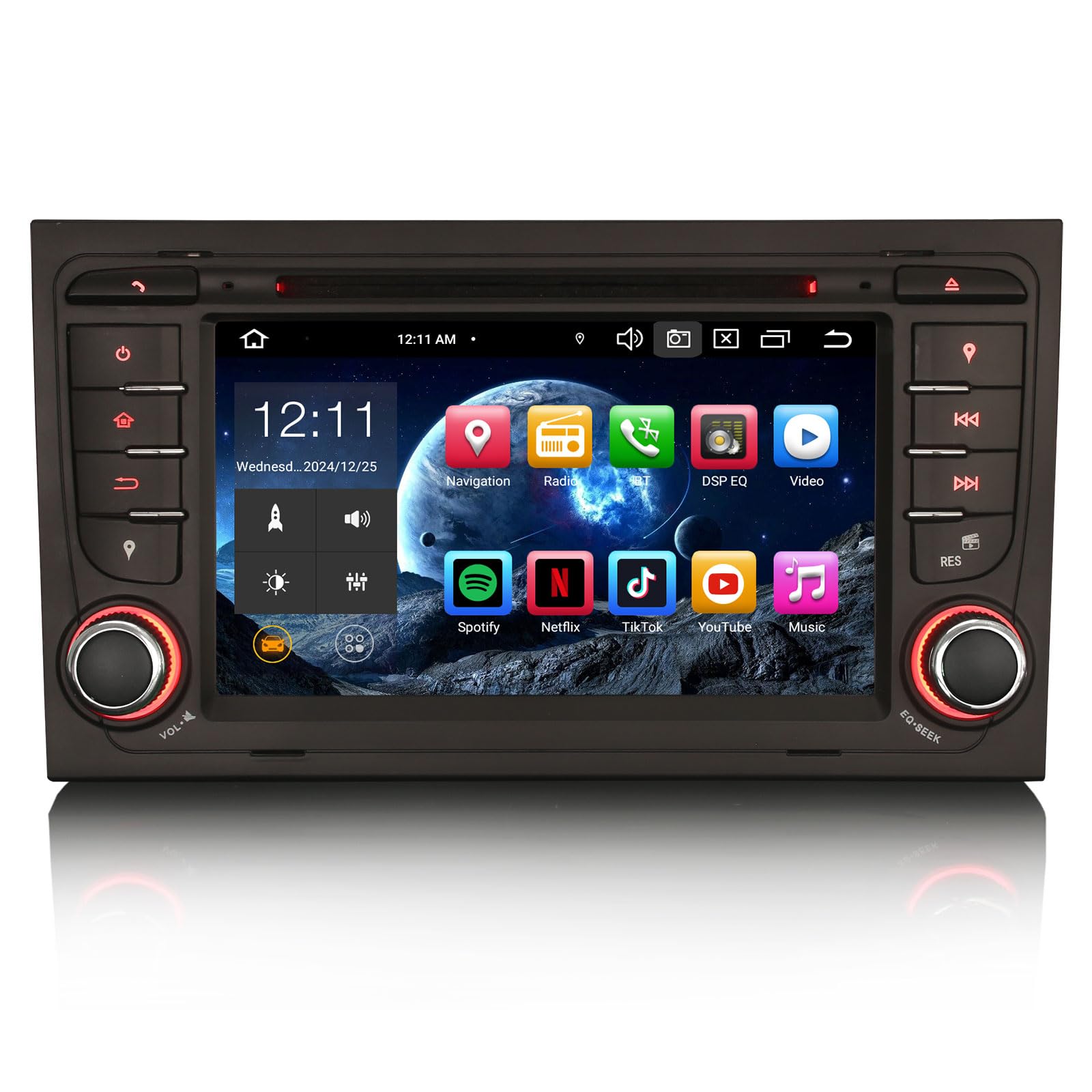 Erisin 8-núcleos 4GB+64GB Android 12 Radio Coche Bluetooth para Audi A4 S4 RS4 RNS-E Seat Exeo Estéreo Navegador GPS Soporta Dab+ CarPlay Android Auto DSP WiFi FM RDS OBD2 Pantalla táctil CD Player