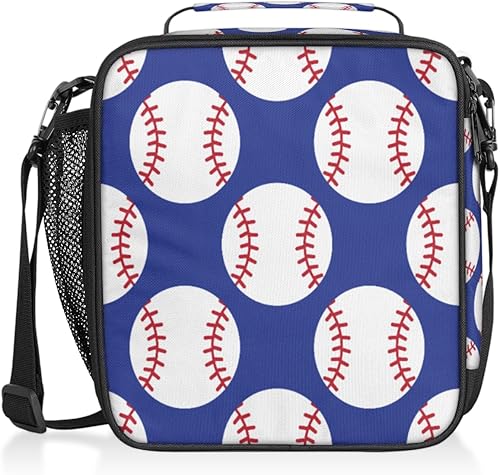 Fiambreras de béisbol para niños, bolsa de almuerzo aislada para niños con correa ajustable para el hombro, contenedor escolar para niños y niñas
