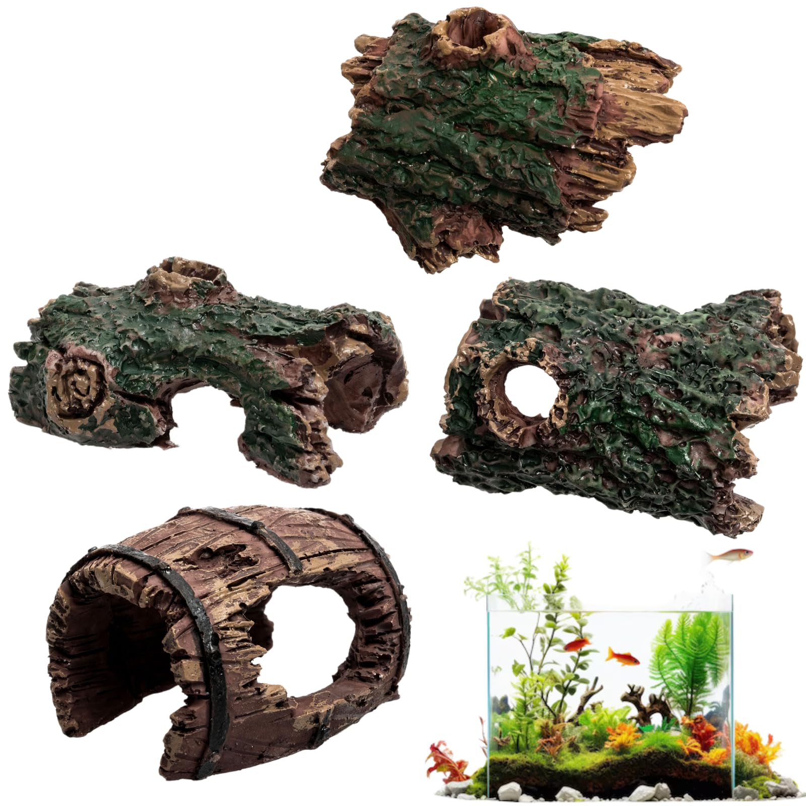 SHUNGXINYI 4 PCS Aquarium Decoration Mini Resin Fish Tank Ornament
