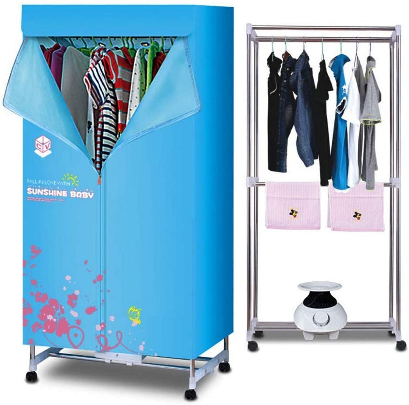 SOVORM SHKUU Electric Clothes Dryer Portable Drying Rack Heater,1010w Folding Warm Air Drying Wardrobe 2-Tier Indoor Fast Air Dry Hot Drying Machine Automatic Timer The New