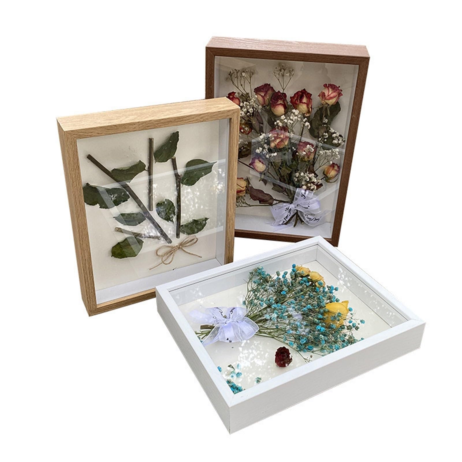 Hohler Trockenblumen-Fotorahmen, Schmetterlingsproben-Displayrahmen, Schattenbox-Rahmen, Heim-Tischdekoration Für Fotos Blumen(Black,10.2x15.2x3cm 6Inch)