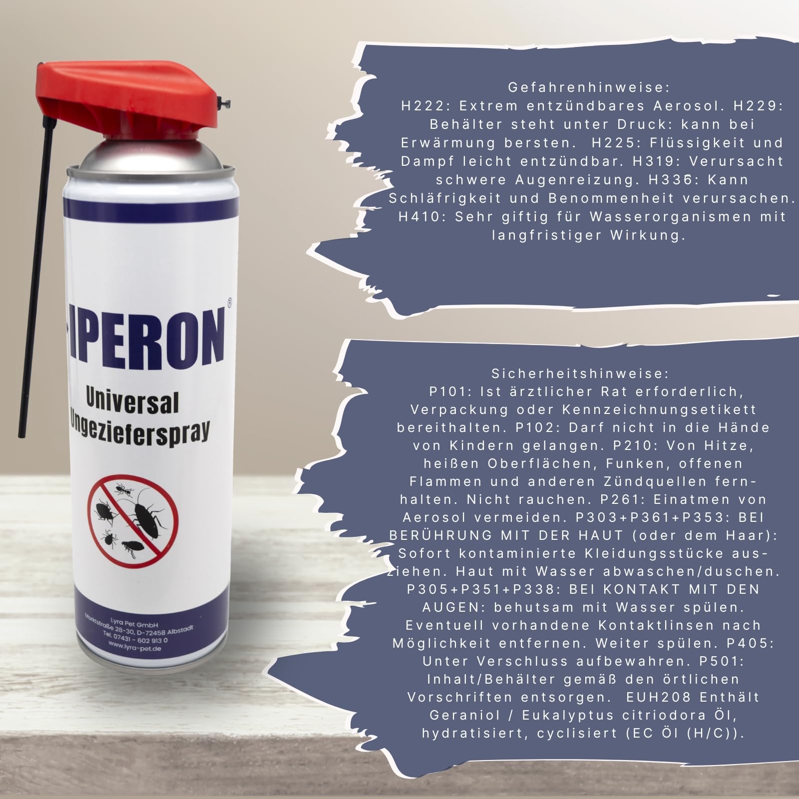 IPERON® 3 x 500 ml Universal Ungezieferspray | Sofortwirkung gegen Insekten | Mit Chrysanthemum cinerariaefolium Extrakt, Geraniol & Zitroneneukalyptusöl | Effektive Bekämpfung von Schädlingen