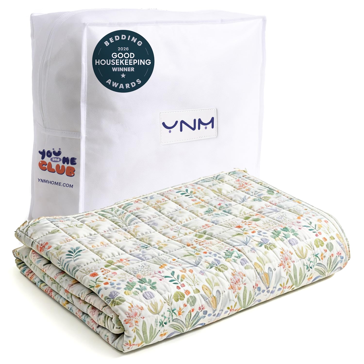 YnM King Size Cooling Nylon/PE Weighted Blanket for Adults (88x104 Inches, 30 Pounds, Jungle Bloom), Heavy Bed Blanket for Two Persons of 140~240lbs on Queen or King Bed