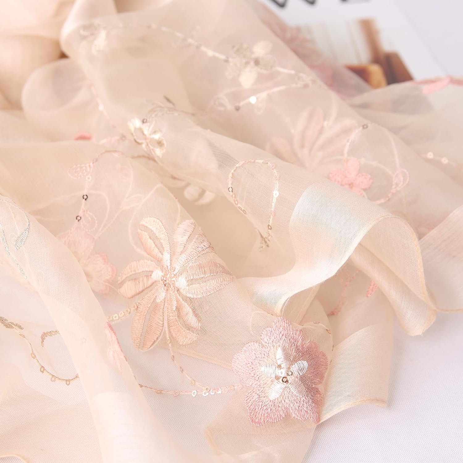 Silk Wool Scarf Elegant Soft Scarf Shawls and Wraps for Weddings Embroidered silk scarf Shade Scarves for Women - Image 4