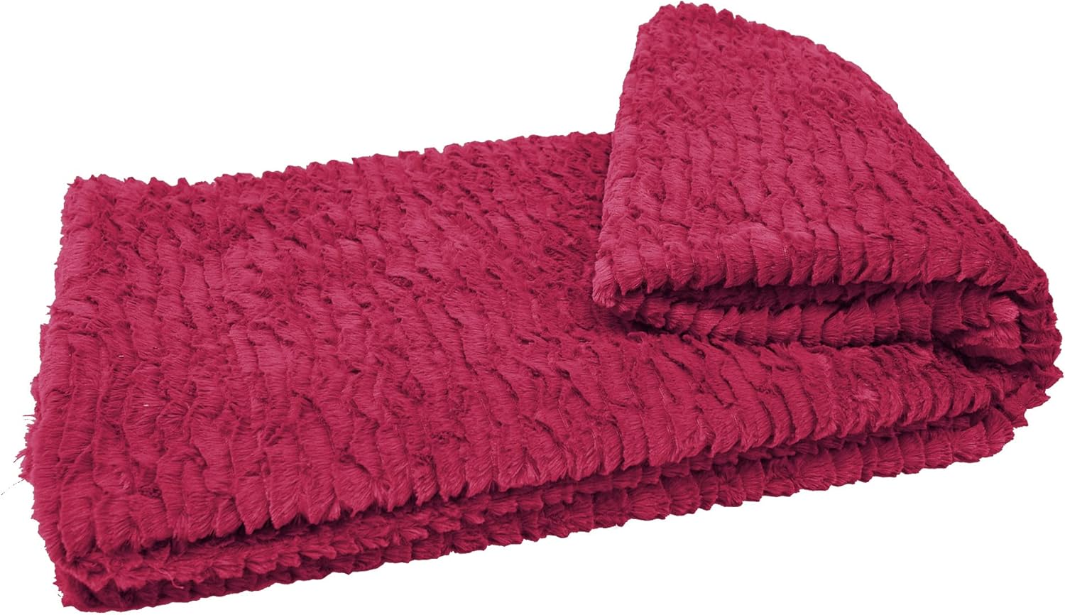 Cloud Striped Oversized Faux Fur Plush Throw Blankets with Rippled/Pleated Design, Super Soft Warm Cozy Fluffy Fuzzy Luxury Throw for Couch Sofa Chair Bed Cover, 60 x 70 in, Burgundy