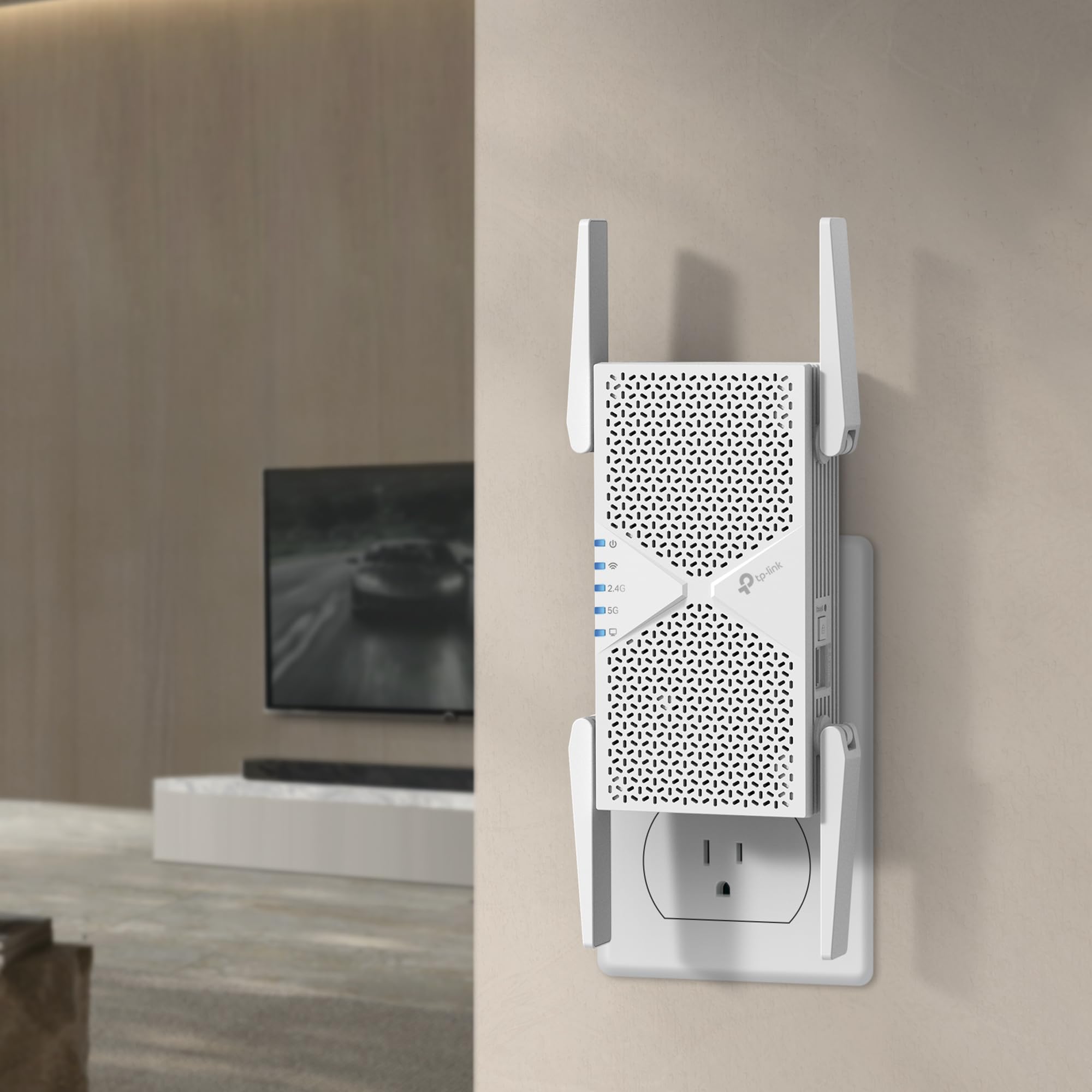 TP-Link RE405BE - Repetidor WiFi 7, BE6500, Doble Banda, conexión Estable | Amplificador de Señal WiFi. Puerto Ethernet. Compatible con EasyMesh. Botón WPS para Configuración Fácil. App Tether.