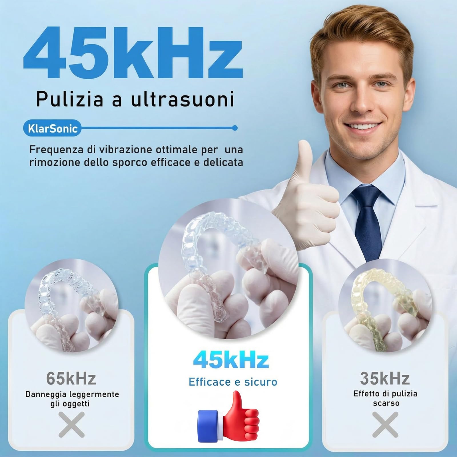 Ultraschallreinigungsgerät 45000Hz UV und 24W, aufladbarer Ultraschallreiniger mit 4 Modi – für Zahnersatz, Retainer, Aligner, Zahnschienen, Prothesen und Schmuck, inkl. digitalem Timer