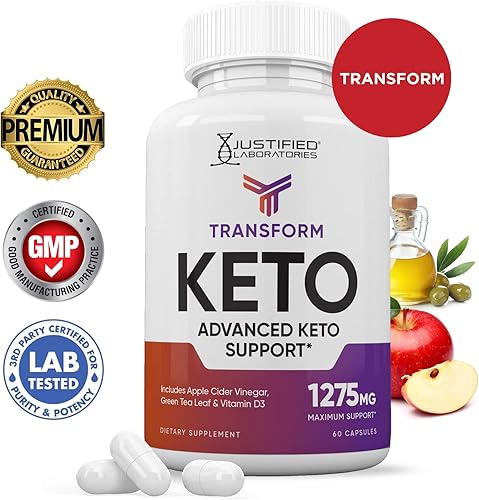 Miniatura 2 de Justified Laboratories (2 unidades) Transform Keto ACV Pills 1275 mg formuladas con vinagre de sidra de manzana Keto Support Blend Alternativa a