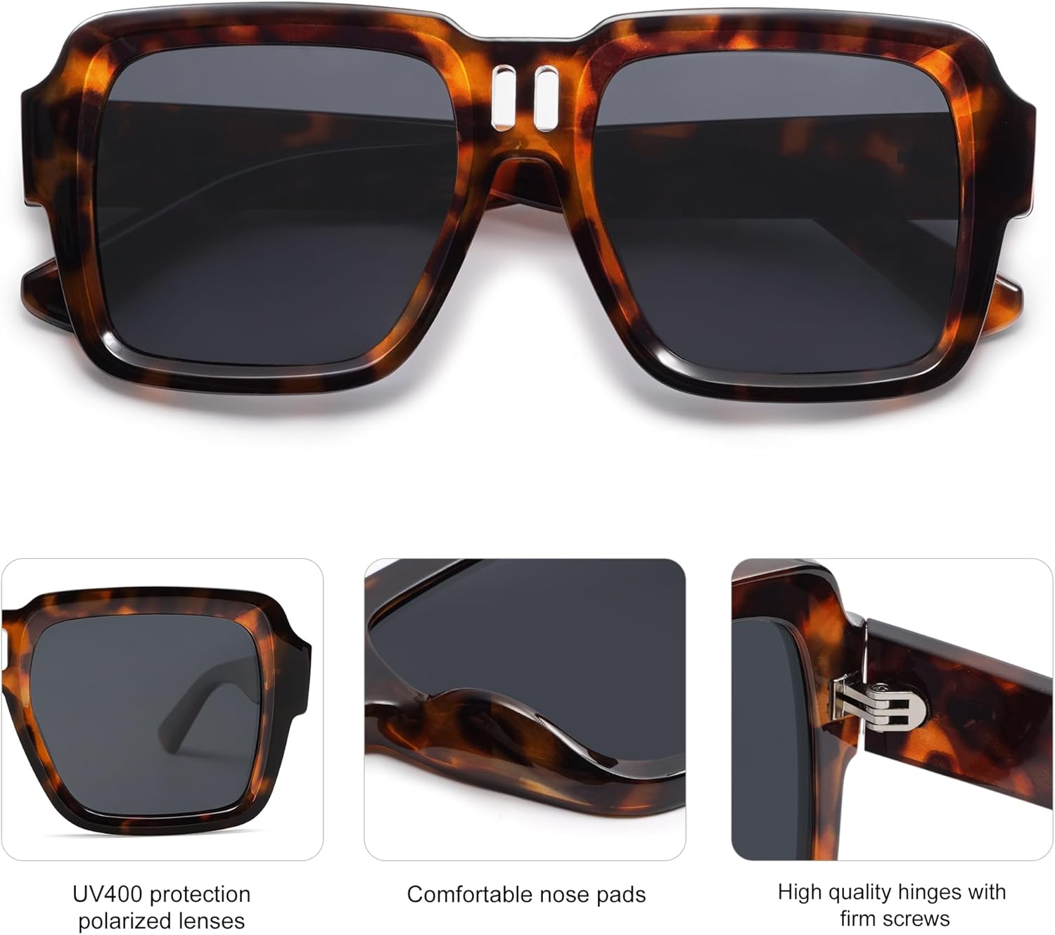 SOJOS Retro Square Polarized Sunglasses for Women Men Trendy Large Frame Sun Glasses Designer Inspired Shades SJ2320 - Image 4