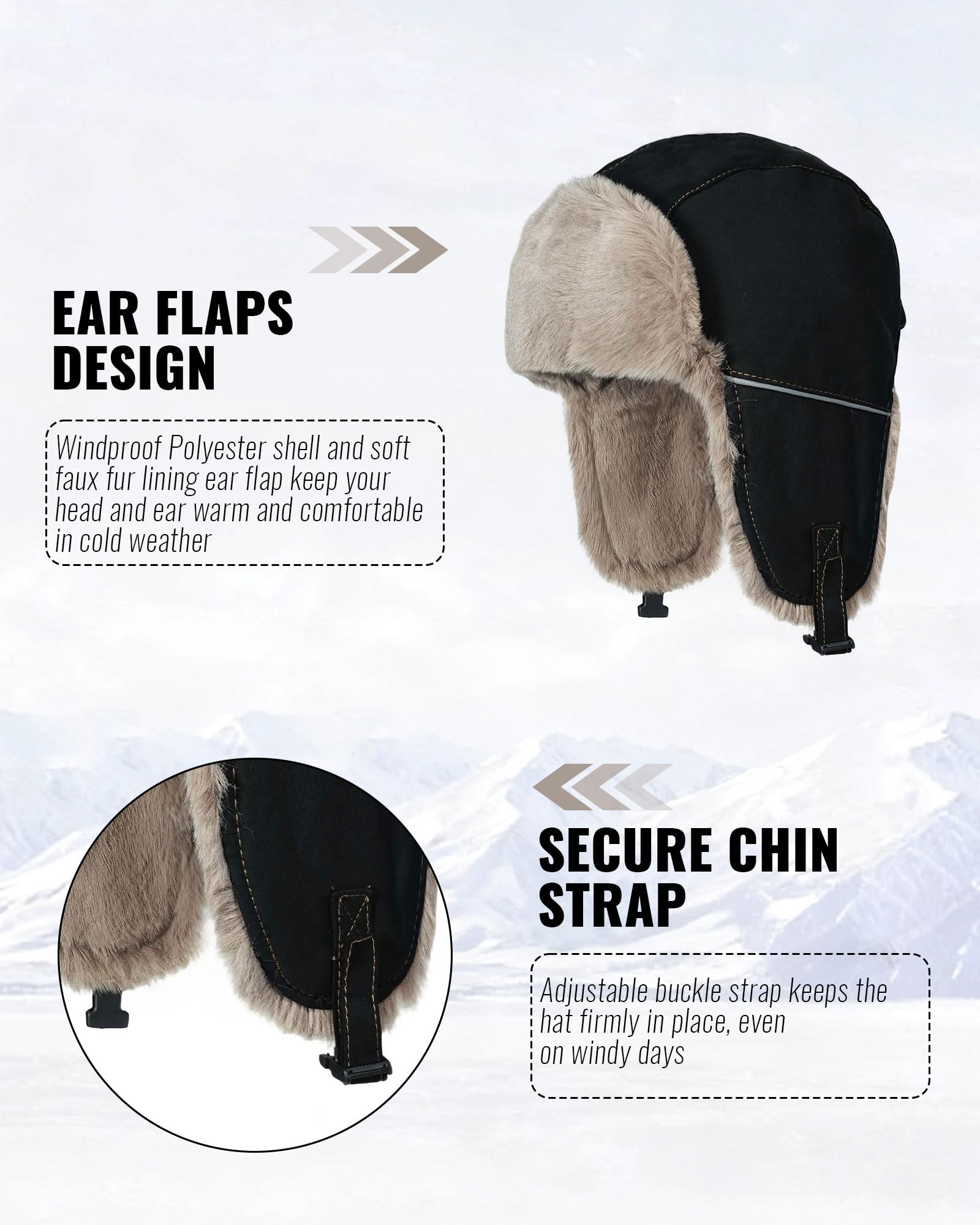 czapka, Czapka traperska zimowa, czapka lotnicza z nausznikami, ciepła typu bomber, termiczna uszanka(PL2509Gray)