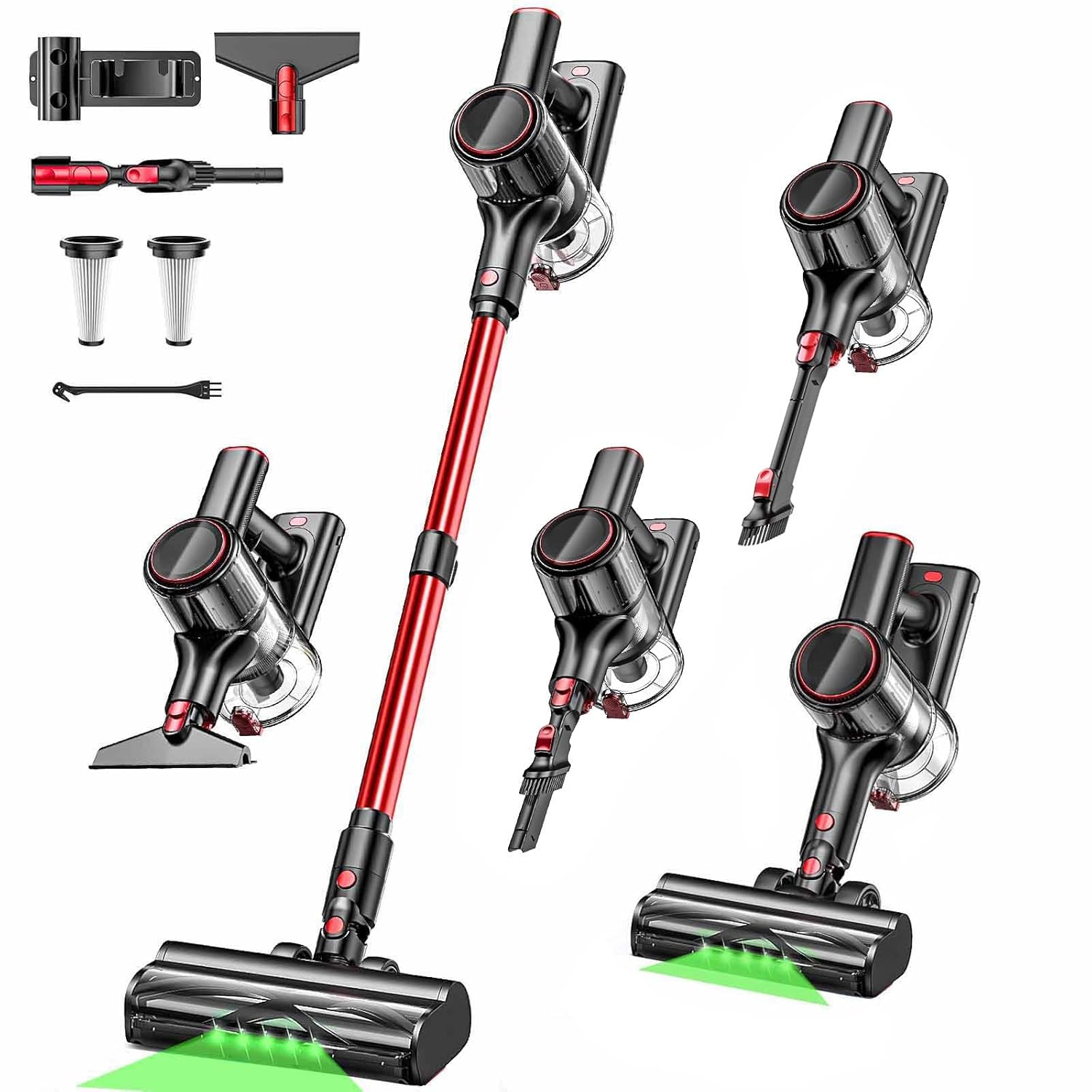 Cordless Vacuum Cleaner 45KPA 8-in-1 Vacuum Cleaners for Home 50Mins Runtime Anti-Tangle Stick Vacuum with LED Display Rechargeable