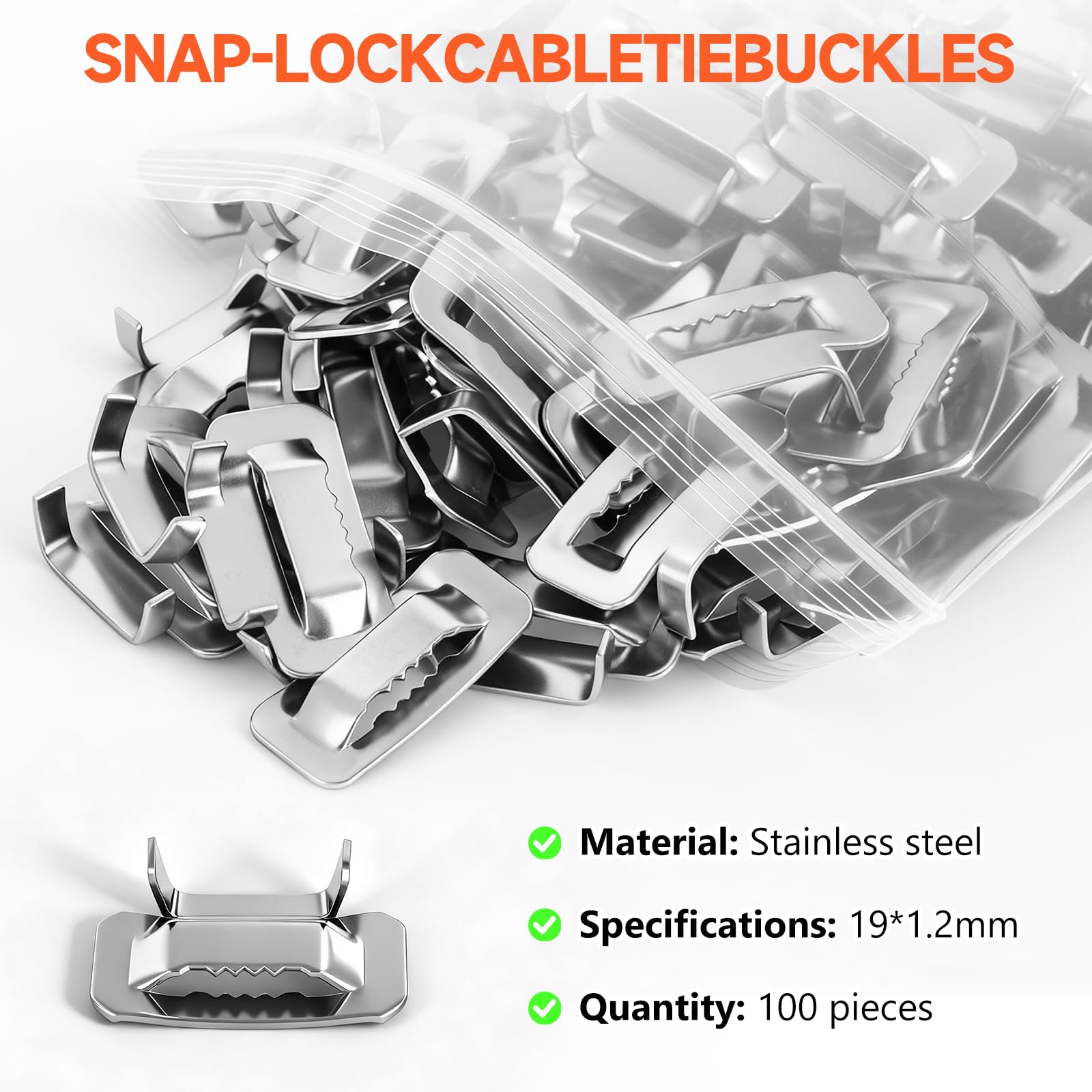 BAOSHISHAN Set di attrezzi per fascette per cavi in acciaio inox, 19 mm x 30 m + 100 clip, tenditore a cricchetto e taglierina per uso industriale