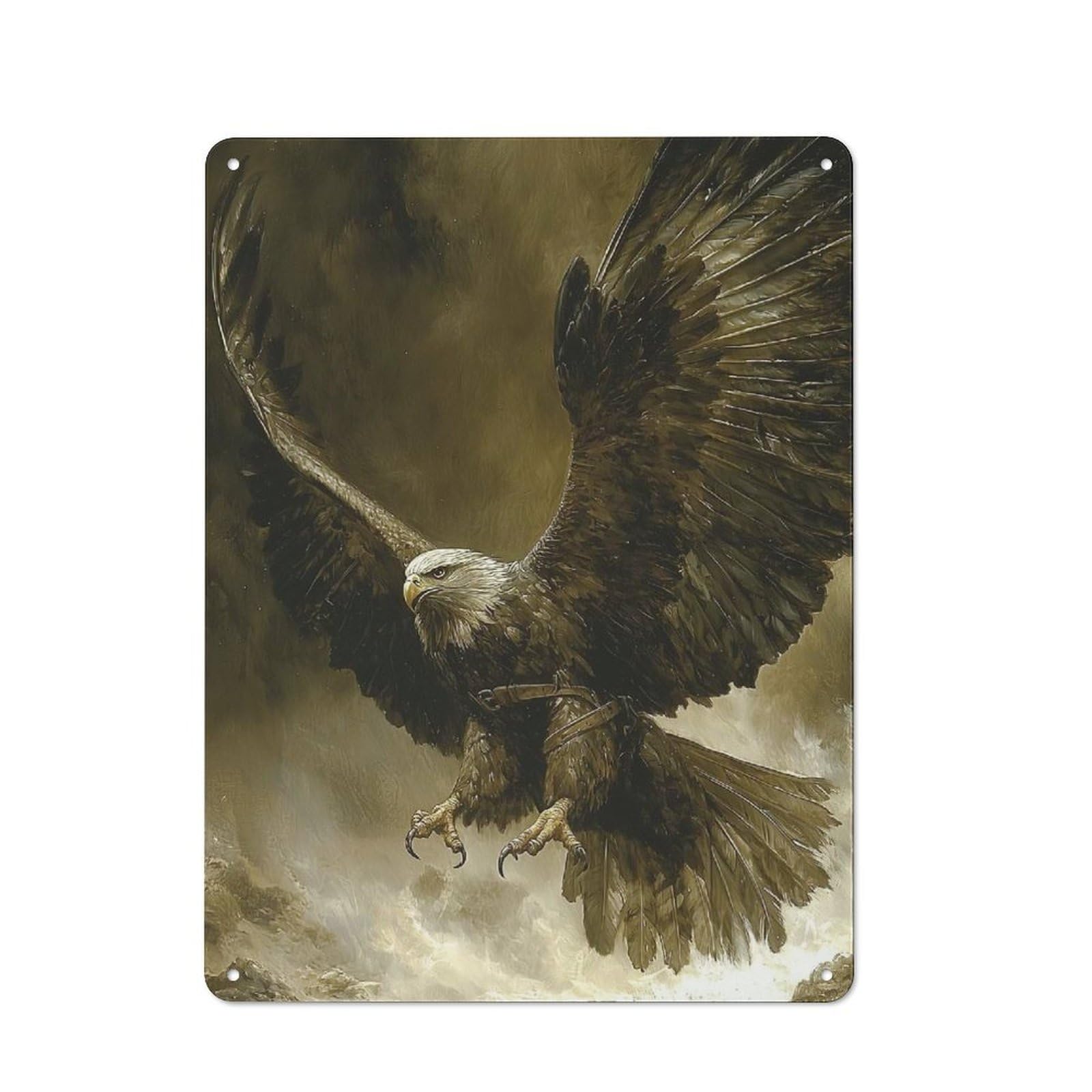 Junmoney Majestic Eagle In Flight Metal Plaque 40X30cm With For Hallway Wall, Rustic Decor, For Garage, Workshop And Man Cave Decoration