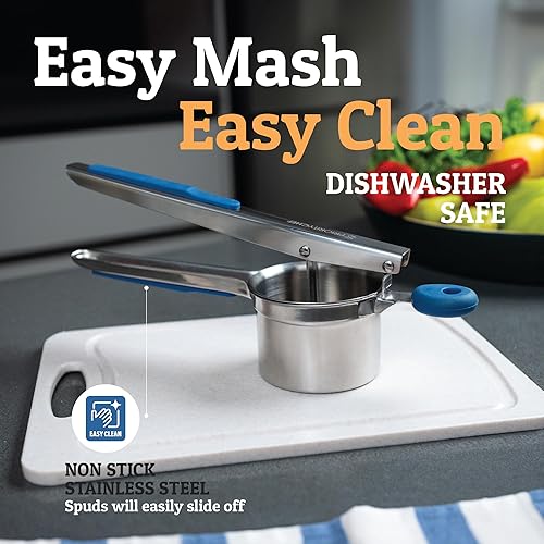 Miniatura 36 de PriorityChef - Prensa de papas grande de 15 onzas, de acero inoxidable resistente, herramienta de cocina, prensa y triturado para un puré de papas