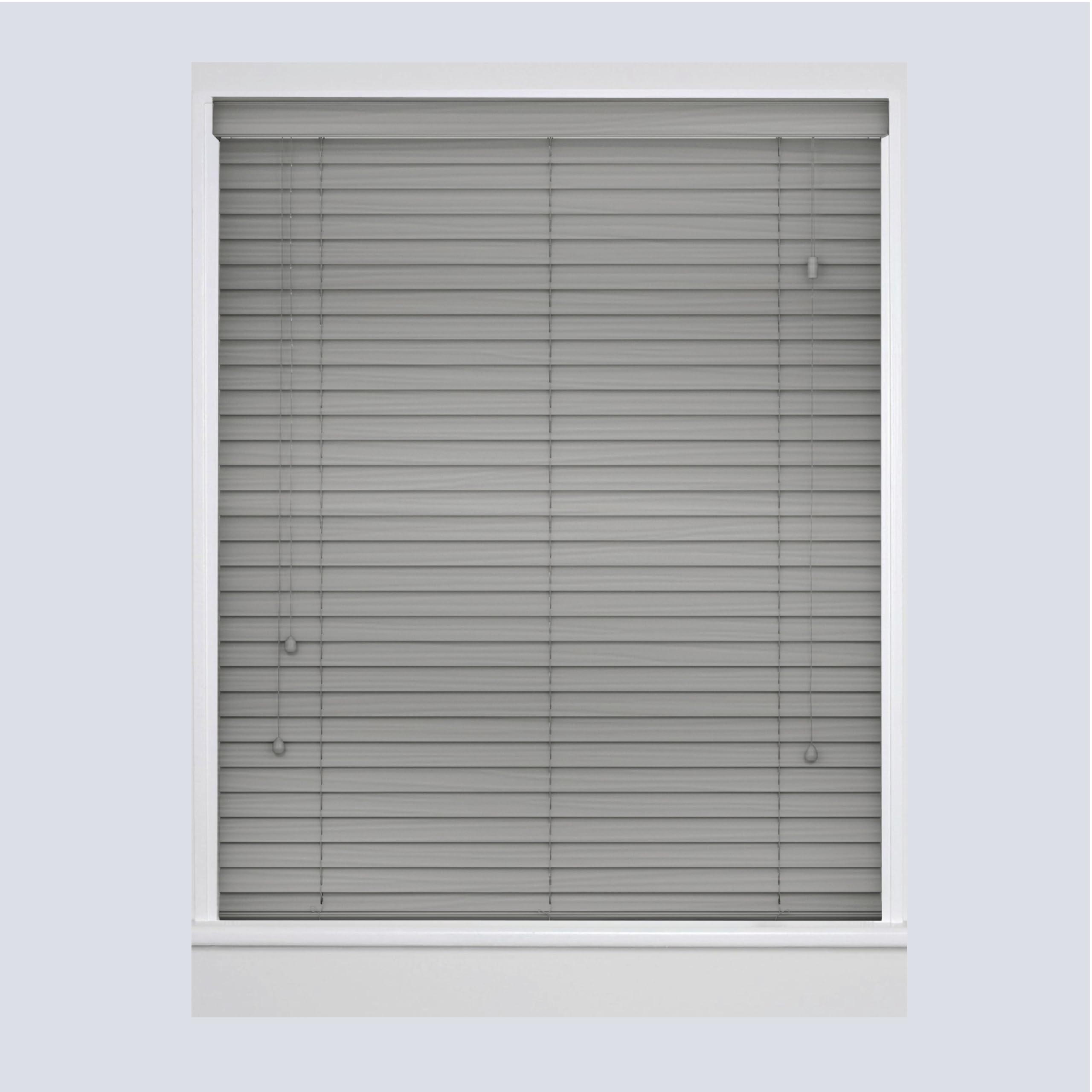 Apex Furnishings Made to Measure Faux Wood Window Venetian Blinds-50mm Slats Grey String Design Home Office Windows Blind (165cm x 150cm)